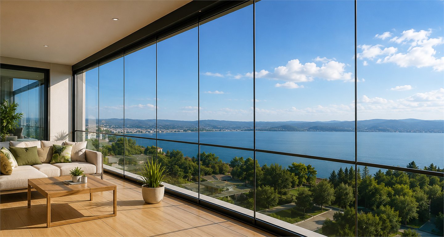 Panoramik manzaralı sürme cam balkon sistemi